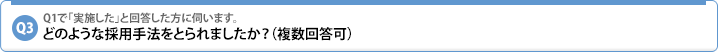 Q3.Q1で「実施した」と回答した方に伺います。Q1で「実施した」と回答した方に伺います。どのような採用手法をとられましたか?(複数回答可)