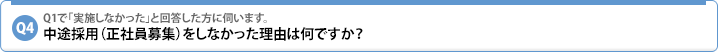 Q4.Q1で「実施しなかった」と回答した方に伺います。中途採用(正社員募集)をしなかった理由は何ですか?